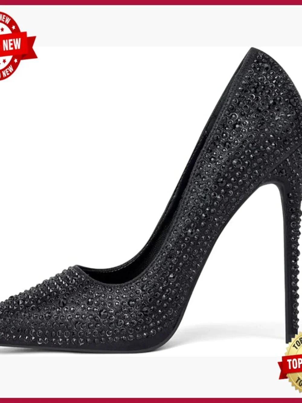 Women's Pointed Toe Stiletto Heels Sparkly Rhinestone Prom Wedding Pumps